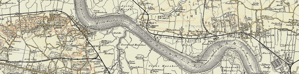 Old map of Purfleet in 1897-1898