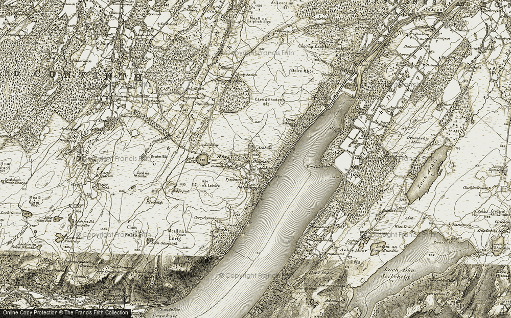 Old Map of Historic Map covering Achbuie in 1908-1912
