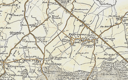 Old map of Pury End in 1898-1901