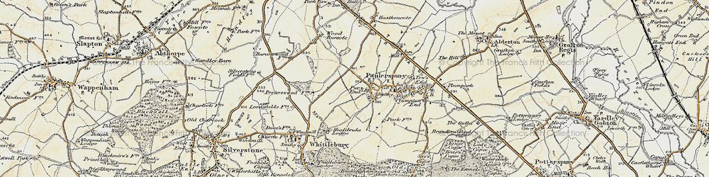 Old map of Pury End in 1898-1901