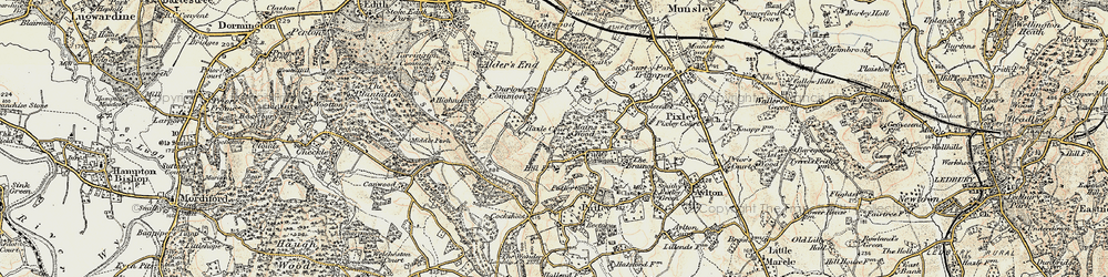 Old map of Putley Common in 1899-1901