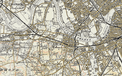 Old map of Putney in 1897-1909