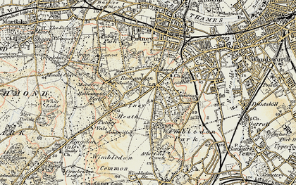Old map of Putney Heath in 1897-1909
