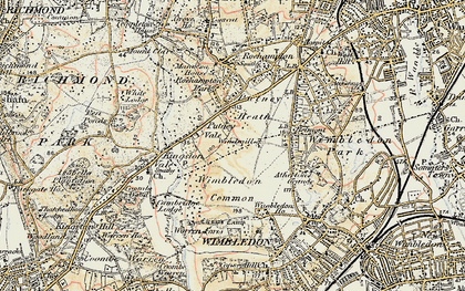 Old map of Wimbledon Common in 1897-1909