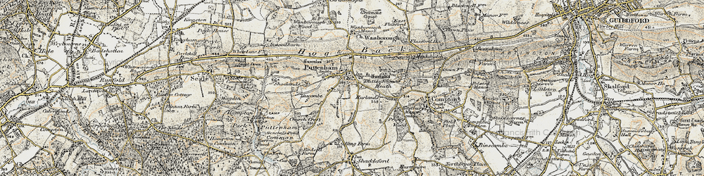 Old map of Puttenham in 1898-1909