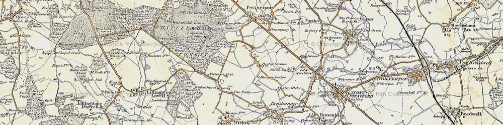Old map of Puxley in 1898-1901