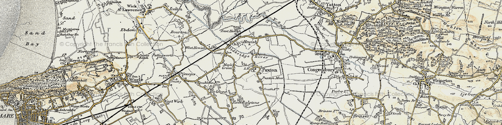 Old map of Puxton in 1899-1900