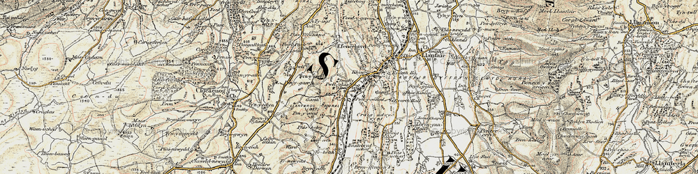 Old map of Pwll-glâs in 1902-1903