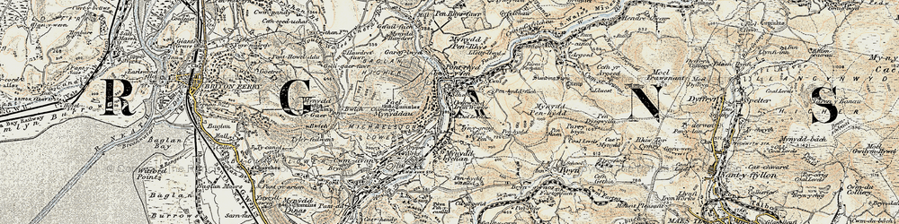 Old map of Pwll-y-glaw in 1900-1901