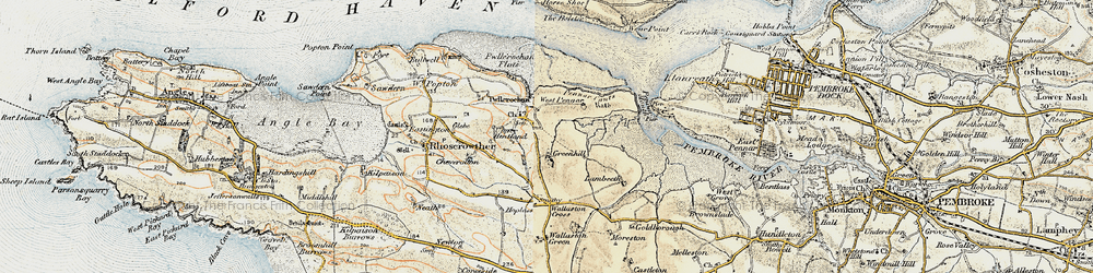 Old map of Pwllcrochan in 1901-1912