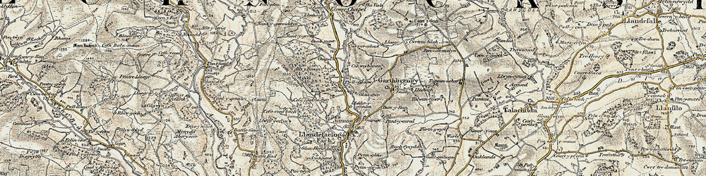 Old map of Pwllgloyw in 1900-1901