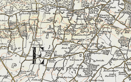 Old map of Pye Corner in 1897-1898