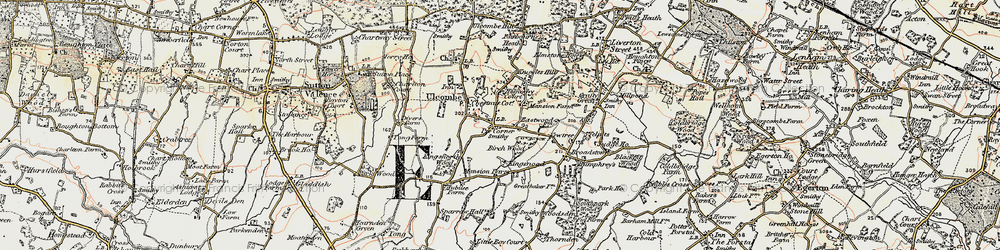 Old map of Pye Corner in 1897-1898