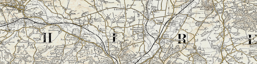 Old map of Pye Corner in 1898-1900