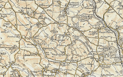 Old map of Pyleigh in 1898-1900