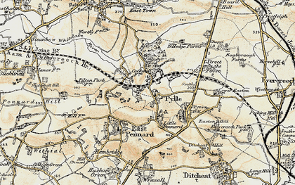 Old map of Pylle in 1899