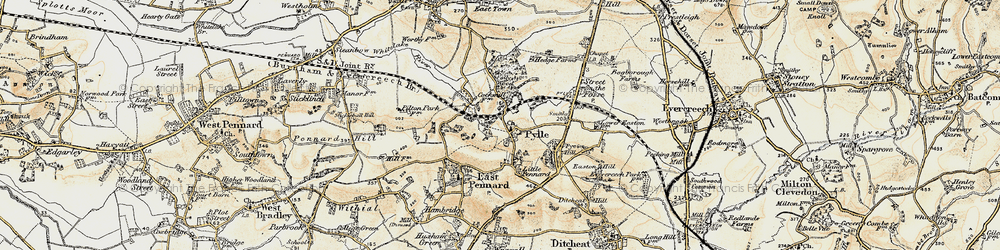 Old map of Pylle in 1899