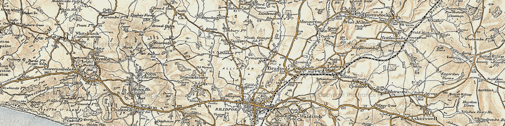 Old map of Pymore in 1898-1899