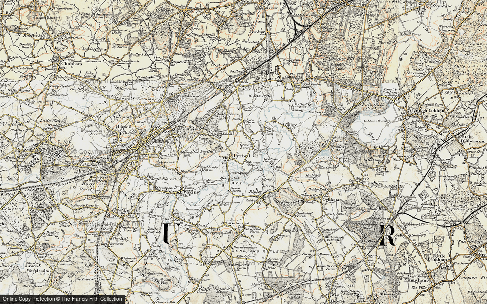 Old Map of Pyrford Village, 1897-1909 in 1897-1909