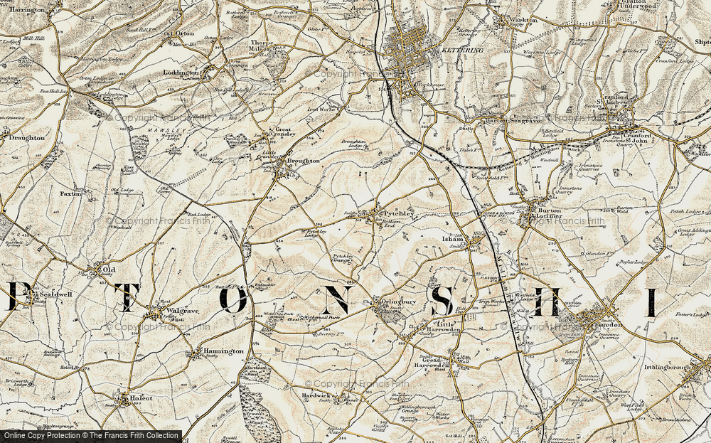 Old Map of Pytchley, 1901-1902 in 1901-1902