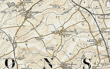 Old map of Pytchley in 1901-1902