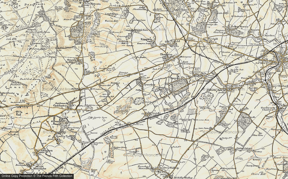 Old Map of Historic Map covering Amport Wood in 1897-1899