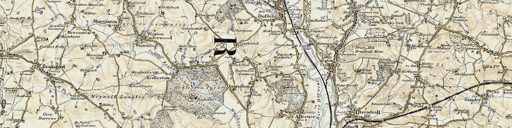 Old map of Quarndon Common in 1902-1903