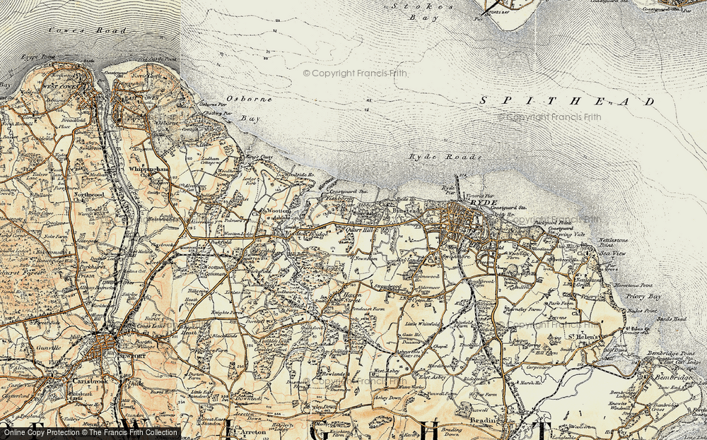 Old Map of Historic Map covering Quarr Abbey in 1899