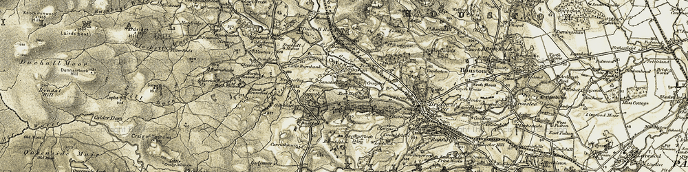 Old map of Burnbrae Burn in 1905-1906