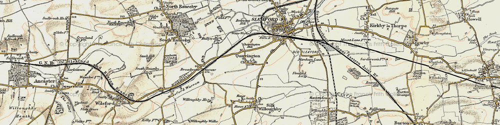 Old map of Quarrington in 1902-1903