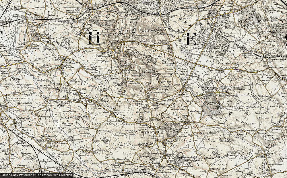Old Map of Historic Map covering Tirley Garth in 1902-1903