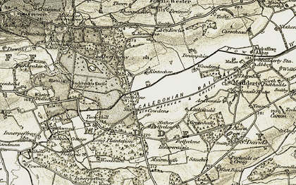 Old map of Abercairny in 1906-1908
