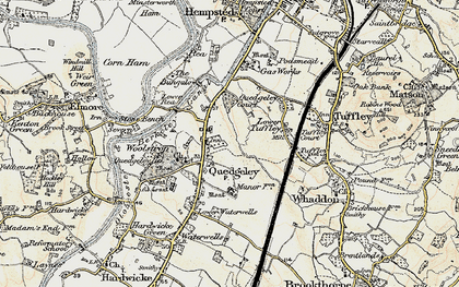 Old map of Quedgeley in 1898-1900