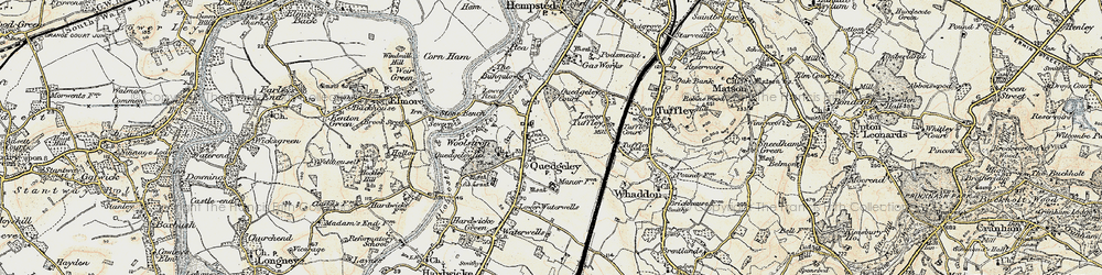Old map of Quedgeley in 1898-1900