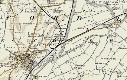 Old map of Bedford Level (South Level) in 1901