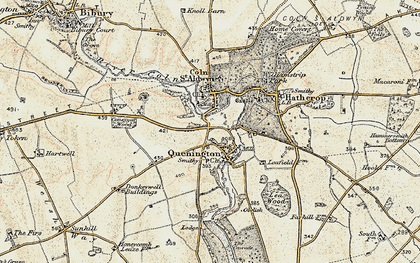 Old map of Quenington in 1898-1899