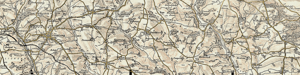 Old map of Quethiock in 1899-1900