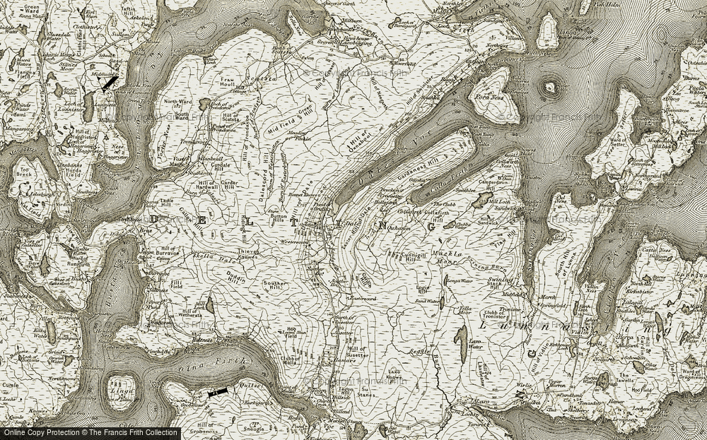 Old Map of Historic Map covering Bonnet Knowe in 1912