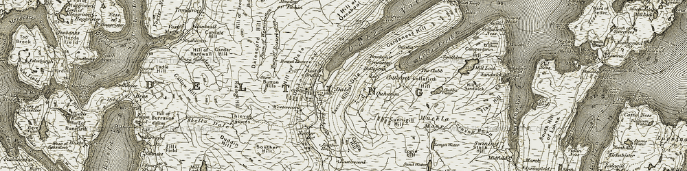 Old map of Button Hills in 1912