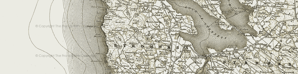 Old map of Burn of Selta in 1912