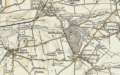 Old map of Quidenham in 1901