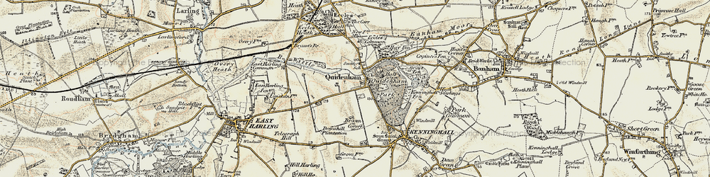 Old map of Quidenham in 1901