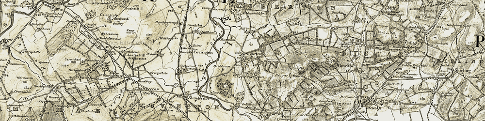 Old map of Biggar Common in 1904-1905