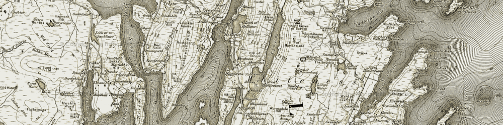 Old map of Quoyness in 1911-1912