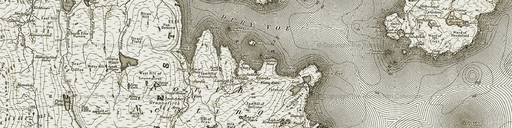 Old map of Bight of Stavaness in 1911-1912