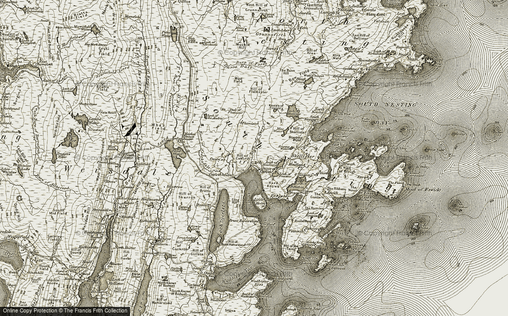 Old Map of Historic Map covering Burn of Forse in 1911-1912