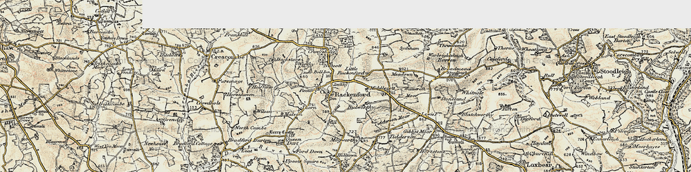 Old map of Bickham Barton in 1899-1900