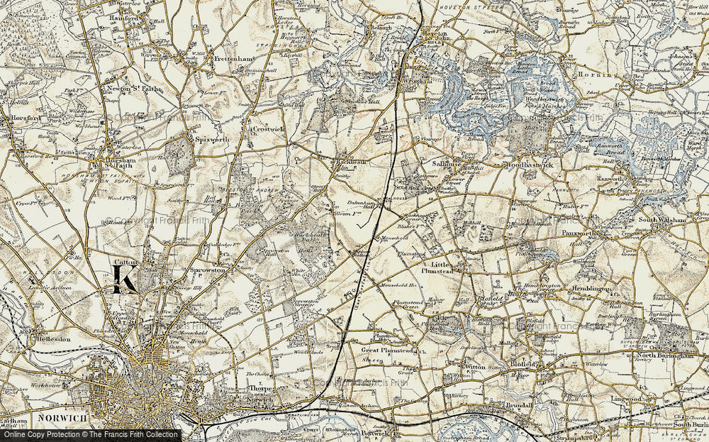 Old Map of Rackheath, 1901-1902 in 1901-1902
