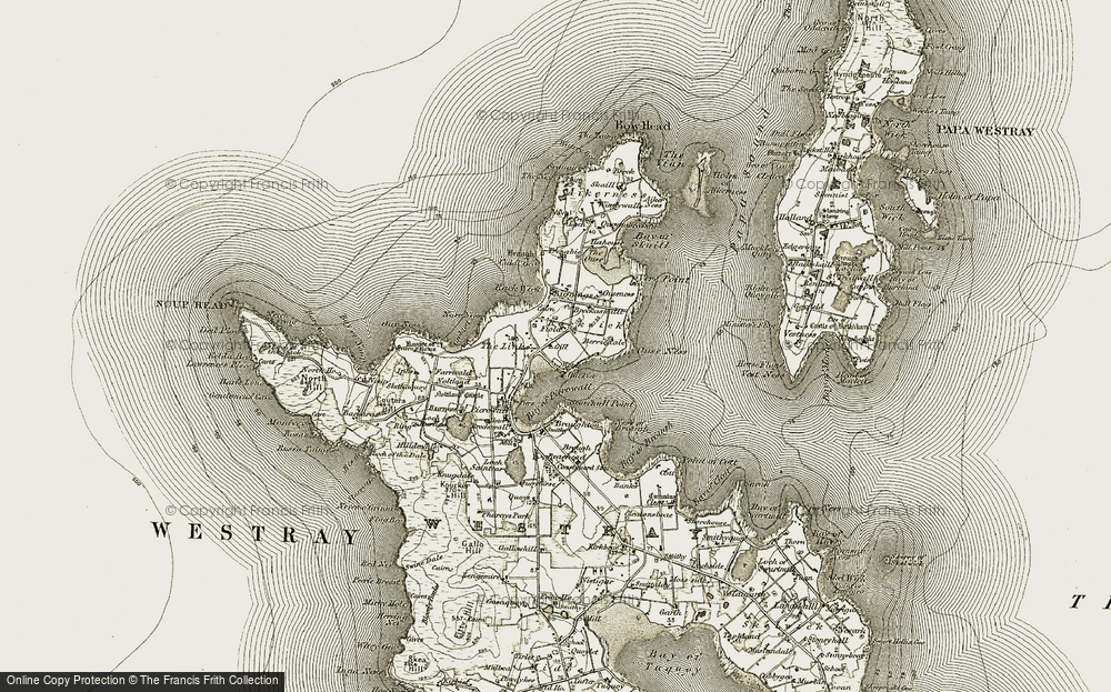 Old Map of Historic Map covering Breckaskaill in 1912