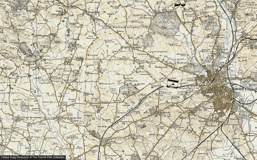 Old Map of Historic Map covering Radbourne Common in 1902